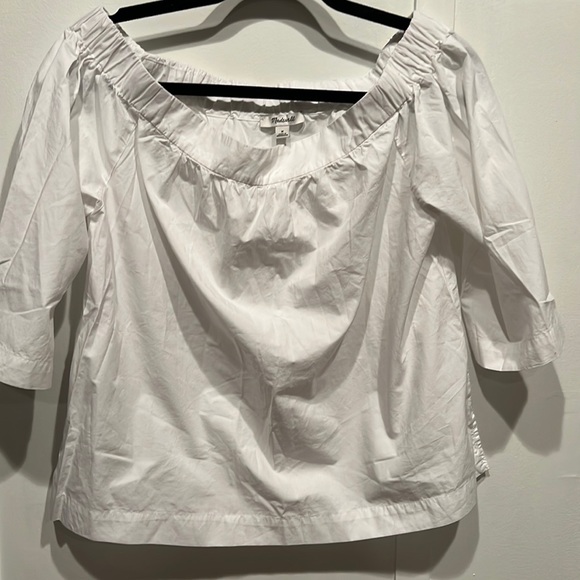 Madewell off -the -shoulder  3/4 sleeve cotton blouse. - Picture 2 of 4